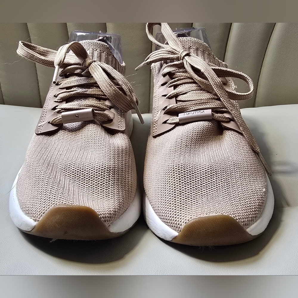 Nautica Shoes Womens 9 Zyla Knitted Low Top Lace Up Sneakers Beige Mesh Fabric - Picture 5 of 13